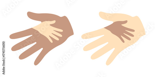Helping hand, sign of support, concern for mental health. A gesture, a sign of help and hope. Charity, donations and endowments. EPS10 Vector illustration