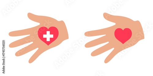 Helping hand, sign of support, concern for mental health. A gesture, a sign of help and hope. Charity, donations and endowments. EPS10 Vector illustration