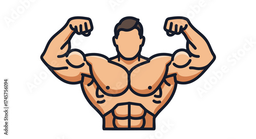 Vector illustration of a muscular man flexing his biceps, perfect for fitness and health concepts