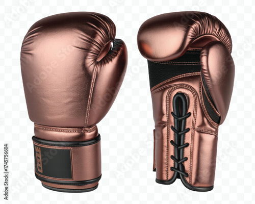 realistic 3d boxing gloves front and back with black view in different color style isolated on transparent background