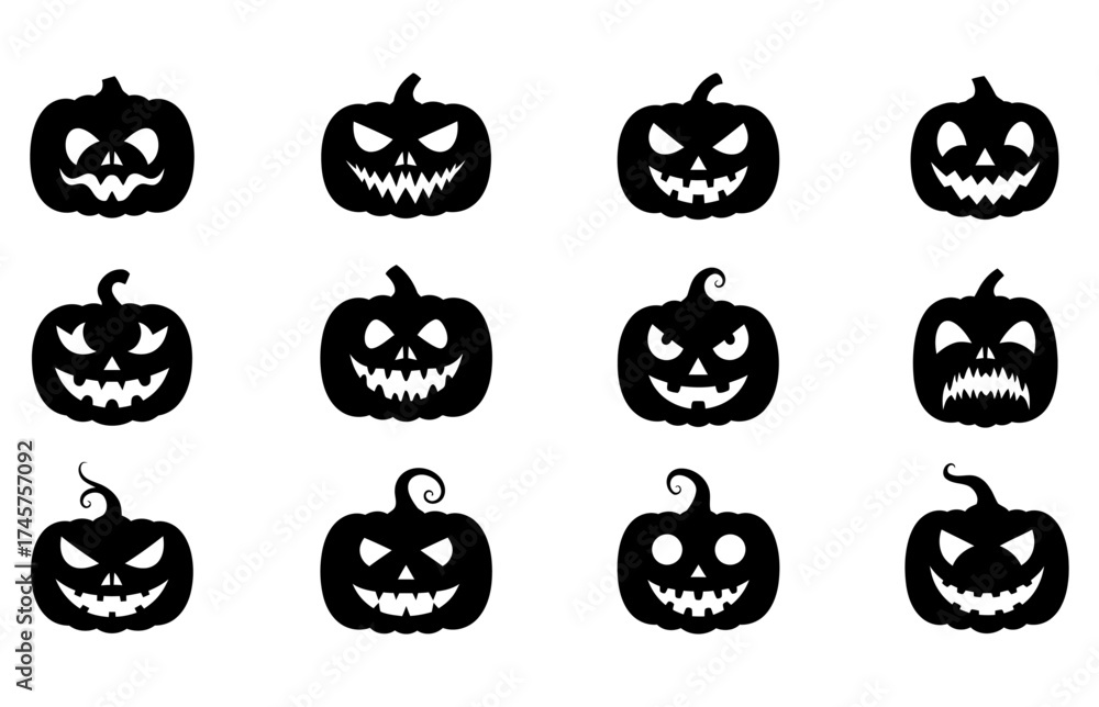 Obraz premium Scary jack o lantern silhouette set