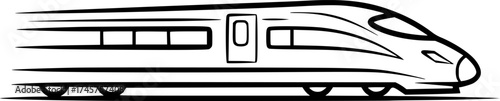 modern train minimal high-speed rail travel vector design.