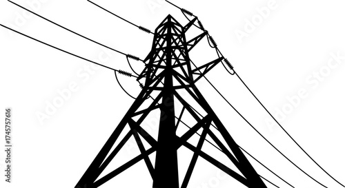 Outline vector illustration of a high-voltage transmission tower
