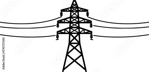 Outline vector illustration of a high-voltage transmission tower

