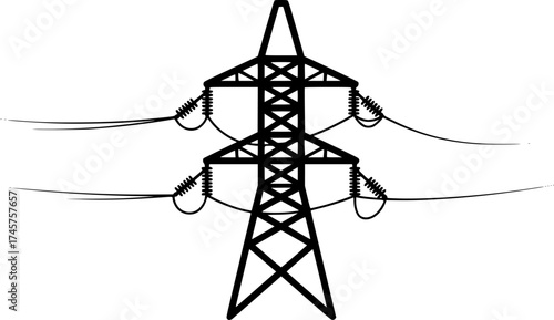 Outline vector illustration of a high-voltage transmission tower
