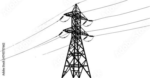 Outline vector illustration of a high-voltage transmission tower

