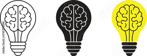 Light bulb icon vector set. Creative lightbulb collection for innovation, idea, solution, thinking and brainstorming concepts, isolated on transparent background. Inspiration creativity bulb design.
