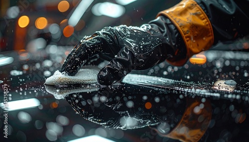Car Detailing Hand Polishing Black Car Paint, Automotive Care