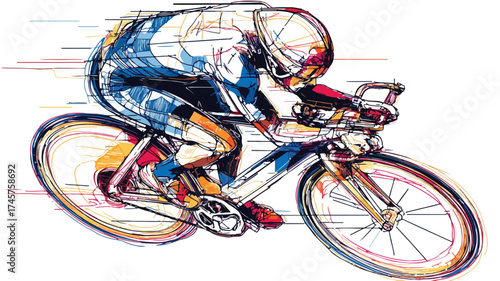 Professional Cyclist Speed Racing on Bike in Sport Competition