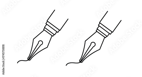 A simple black and white illustration of two fountain pen nibs
