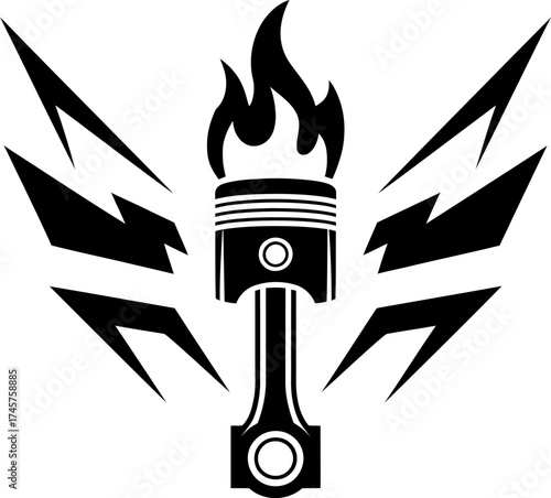 Flaming Engine Piston Icon