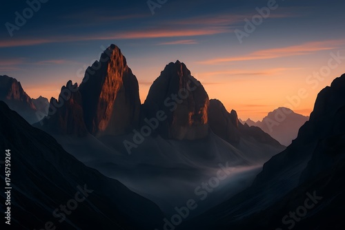 Mountain Valley at Dusk Sunlight Scenic Beauty Tranquil Landscape Outdoor View