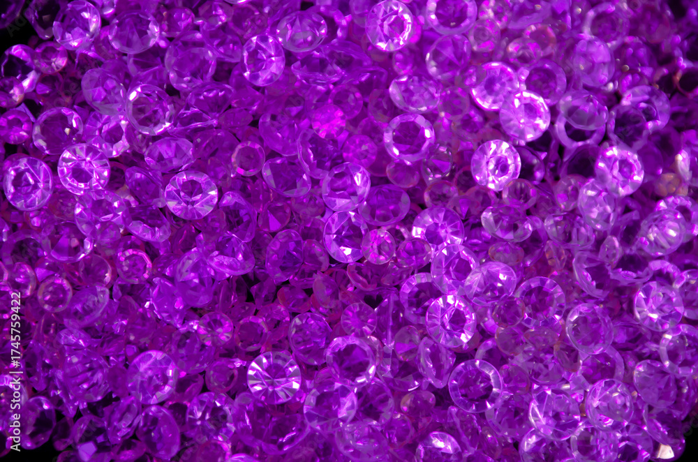 Fototapeta premium Bright festive background. Purple crystals on a dark background.