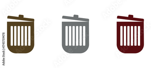 Trash Can and Recycling Bin Icons – Delete, Waste, and Garbage Management