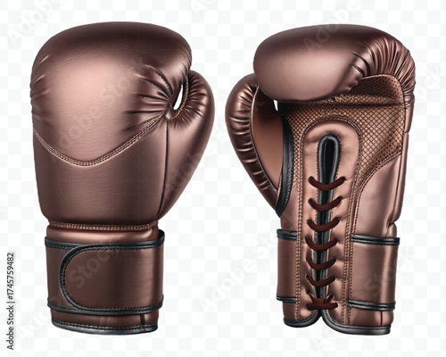 realistic 3d boxing gloves front and back with black view in different color style isolated on transparent background
