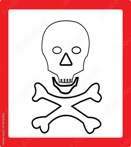Warning symbol skull and crossbones for danger and toxicity hazard alert vector