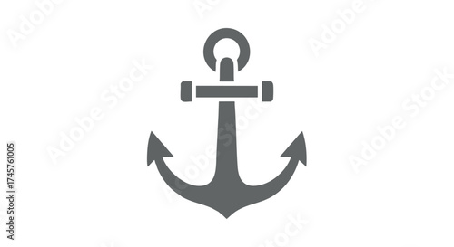 Nautical Serenity Simple Gray Anchor Icon for Maritime Themes and Designs