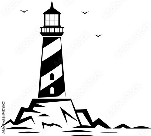 Lighthouse on Rocks Maritime Guidance Safety and Navigation Services

