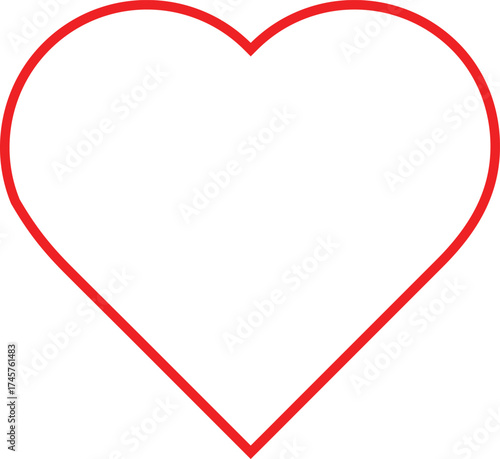Simple red heart outline graphic for love romance and valentine's day vector