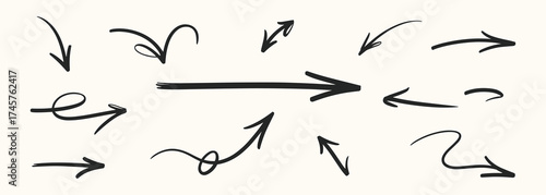 A collection of hand-drawn sketch arrows points in multiple directions.