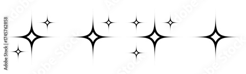 "Line of sparkling stars icon, representing brilliance, shine, and magic in a minimalist design. Ideal for creating a sense of wonder, positivity, and creativity."