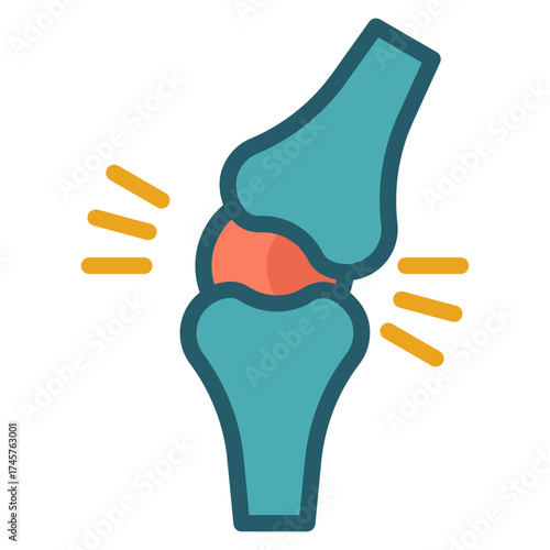 "Knee Joint Pain Icon with Inflammation"