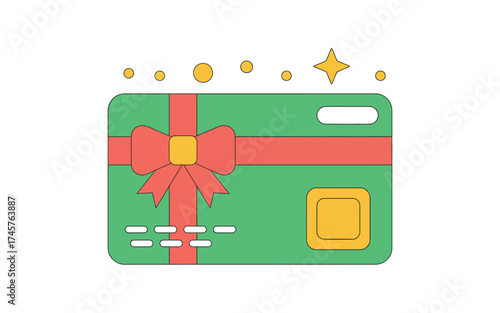 Illustration of a gift card with a ribbon and bow perfect for gifting