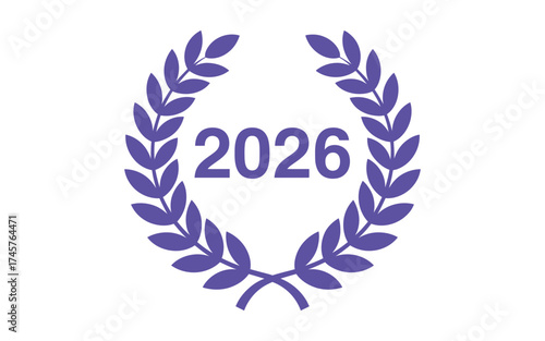 Vector art of a laurel wreath with the year 2026, perfect for commemorative or celebratory design
