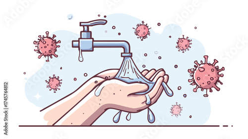 Effective Handwashing Concept For Preventing Epidemic Rebound - Vector Illustration