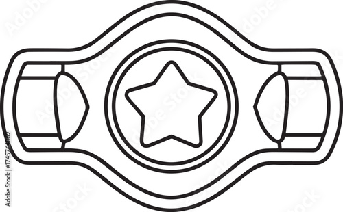 championship belt outline vector illustration line art