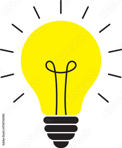 Light bulb vector icon. Creative lightbulb icon for innovation, idea, solution, thinking and brainstorming concepts, isolated on transparent background. Inspiration creativity bulb design.