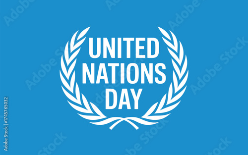 Vector art of united nations day logo on blue background, a day to celebrate international cooperation and peace