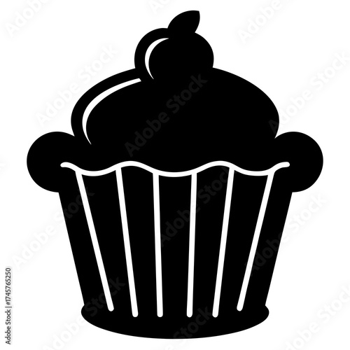 Cupcake icon, simple style a delightful treat that brings joy to any occasion, perfect for satisfying sweet cravings and celebrating special moments