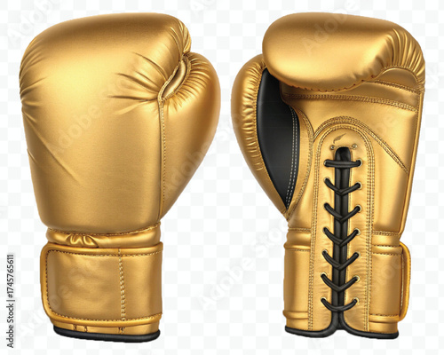 realistic 3d boxing gloves front and back with black view in different color style isolated on transparent background