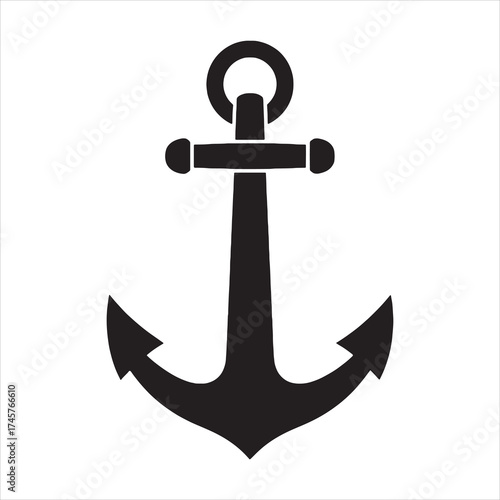  Classic black anchor maritime nautical symbol nautical symbol vector.