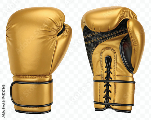realistic 3d boxing gloves front and back with black view in different color style isolated on transparent background