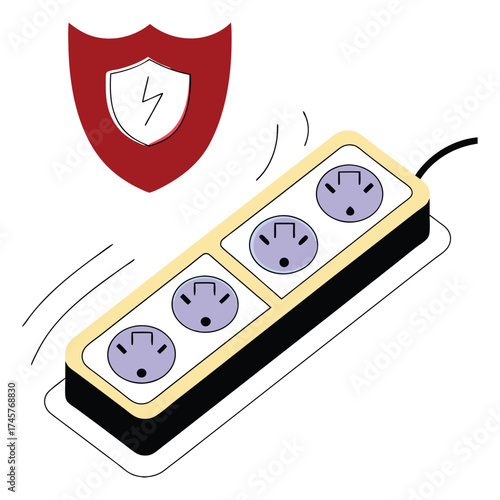 Surge protected sockets for pcs vector illustration scalable eps for electronics safety vector