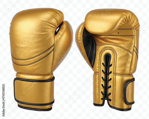 realistic 3d boxing gloves front and back with black view in different color style isolated on transparent background