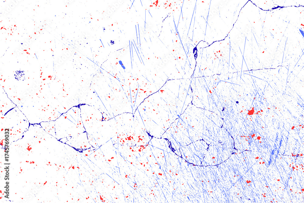 Obraz premium Abstract grunge texture with blue and red spots isolated on transparent background