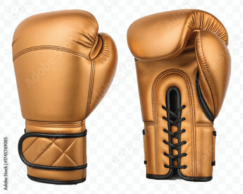 realistic 3d boxing gloves front and back with black view in different color style isolated on transparent background