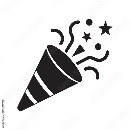  party popper icon silhouette vector illustration