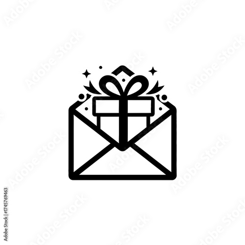 Vector art of gift box inside an open envelope