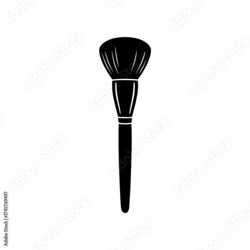 Vector art of black silhouette of a makeup powder brush