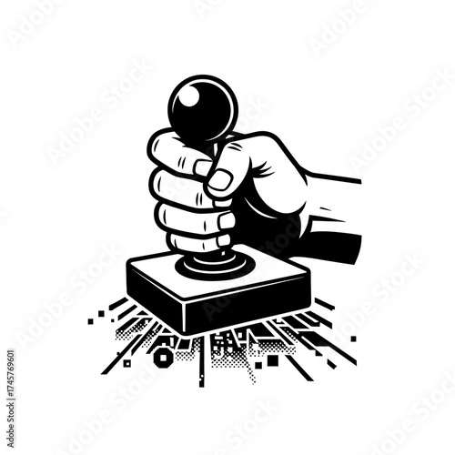 Vector art of hand holding a joystick