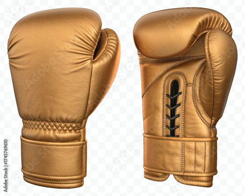 realistic 3d boxing gloves front and back with black view in different color style isolated on transparent background