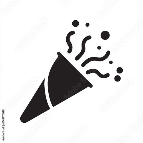 Confetti popper black silhouette icon
