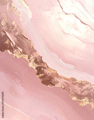 Abstract marbled design in soft pinks and golds