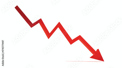 Red Arrow Downward Trend Vector with Outline Isolated EPS