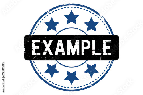 Grunge example stamp with stars isolated on transparent background