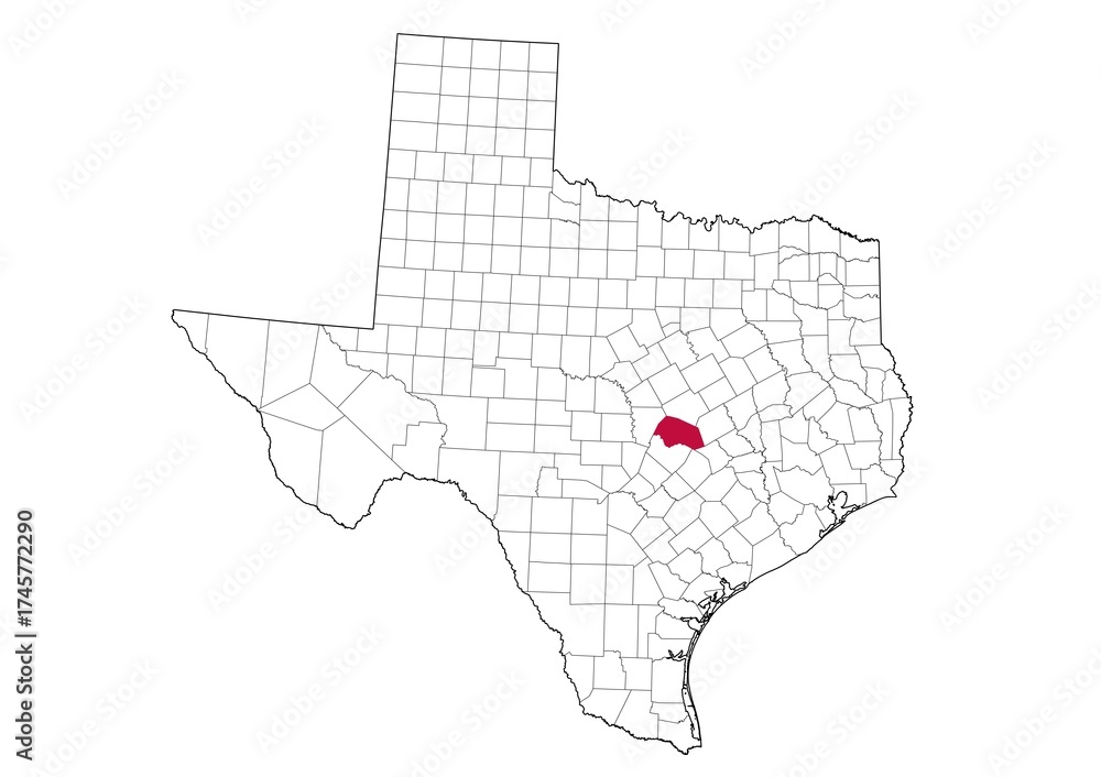 Obraz premium Location Of Williamson County in Texas Map, USA